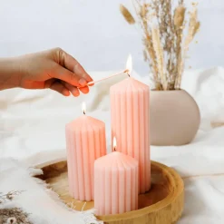 Kaars RIBBLE 14 Lichtroze