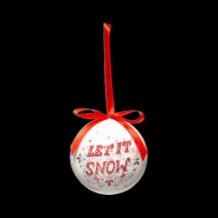 Kerstbal LET IT SNOW Wit/Rood