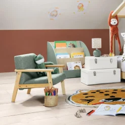 Kinderstoel BAZILE Poly Groen/Hout Nat.