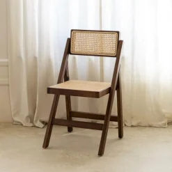 Klapstoel JACCO Ash Wood Walnut/Rotan