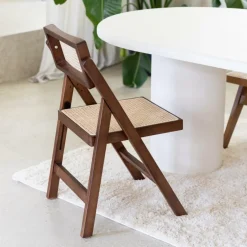 Klapstoel JACCO Ash Wood Walnut/Rotan