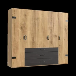 Kleerkast KICK Plankeneiche/Raw Steel B250
