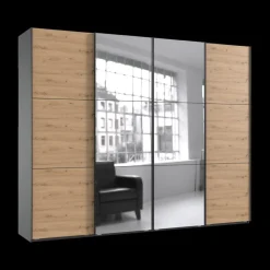 Kleerkast MENDOZA Grafiet/Artisan Eik B300