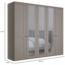 Kleerkast NAVAN B250 3xSpiegel Kiezelgrijs