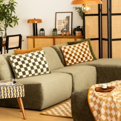 Kussen DAMDRO Dambordmotief Groen