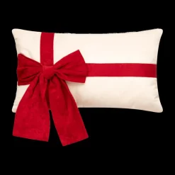 Kussen GIFTY Beige met Strik Rood