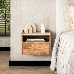 Nachttafel FIDEL Hangend Mango/Travertin