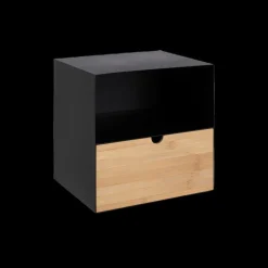 Nachttafel Hangend MAYRA Zwart metaal/bamboe