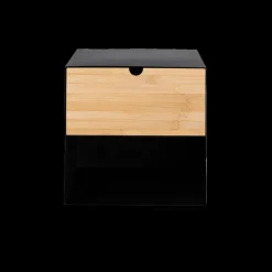 Nachttafel Hangend MAYRA Zwart metaal/bamboe