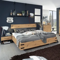 Nachttafel Set van 2 SZAFKA Eik Metaalgrijs