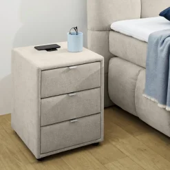 Nachttafel WEERT Chenille Beige