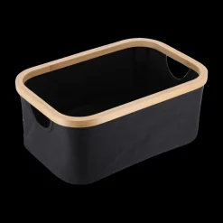 Opbergmand SOLIAM Rh. Zwart/Bamboe