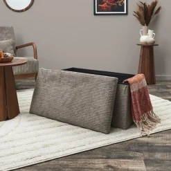 Opbergpouf COLLETE Rh Rib Taupe