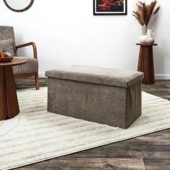 Opbergpouf COLLETE Rh Rib Taupe