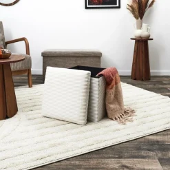 Opbergpouf COLLETE Vk Rib Wit