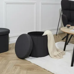 Opbergpouf DOAKA Rond Zwart