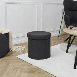 Opbergpouf DOAKA Rond Zwart
