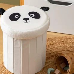 Opbergpouf PANDAI Panda Poly Wit/zwart