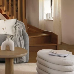 Opbergpouf ZILXIA Ovaal Bouclé Wit