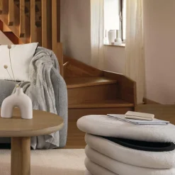 Opbergpouf ZILXIA Ovaal Bouclé Wit