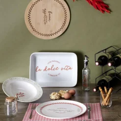 Pastabord ITALIEN Wit/Rood/Groen Ass.