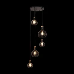 Pendel RAGA 5Del. Rond Zwart/Koper