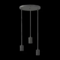 Pendel RETRO Rond 3D. Plafondplaat Zwart