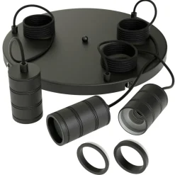 Pendel RETRO Rond 3D. Plafondplaat Zwart