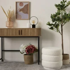 Poef ZINIAN Rond Boulé Wit