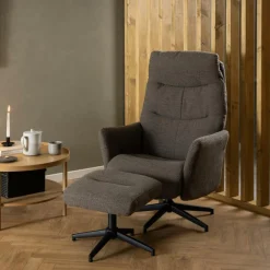 Relaxfauteuil HALDOR met poef Monza Taupe
