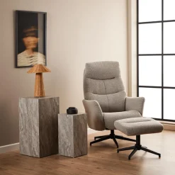 Relaxfauteuil HALDOR met Poef Monza Beige