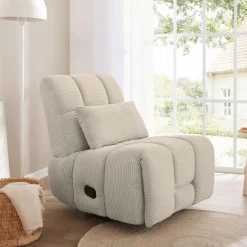 Relaxfauteuil RONALDO Ribfluweel Greige