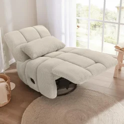 Relaxfauteuil RONALDO Ribfluweel Greige