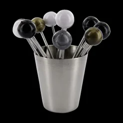 S/12 Cocktailprikkers APRO RVS M/Potje