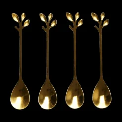 S/4 Koffielepel FEUILLI Rvs Goud