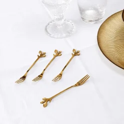 S/4 Koffielepel FEUILLI Rvs Goud