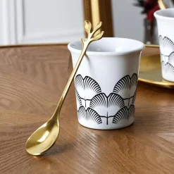 S/4 Koffielepel FEUILLI Rvs Goud