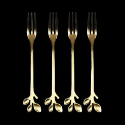 S/4 Taartvorkje FEUILLI Rvs Goud