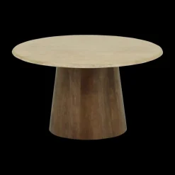 Salontafel ANANTA Ø80 Travertin/Mango Donkerbruin