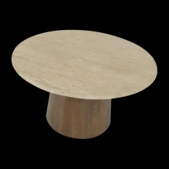 Salontafel ANANTA Ø80 Travertin/Mango Donkerbruin