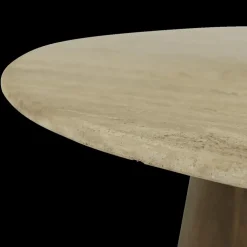 Salontafel ANANTA Ø80 Travertin/Mango Donkerbruin