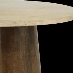 Salontafel ANANTA Ø80 Travertin/Mango Donkerbruin