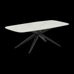 Salontafel DOMINIK 130x46 Keramiek Wit/Cognac