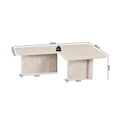 Salontafel ISANDRO 2Del. 120x120 Decor Travertin