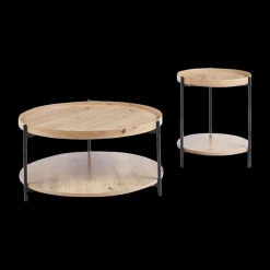 Salontafel JACOB Ø80 M/Onderblad Oude Eik