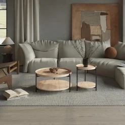 Salontafel JACOB Ø80 M/Onderblad Oude Eik