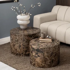 Salontafel LIVA S/2 Rond Bruin Delhi Marmer