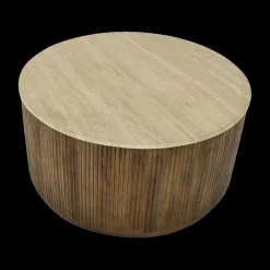 Salontafel MANDALA Ø90 Travertijn/Mango Donkerbruin