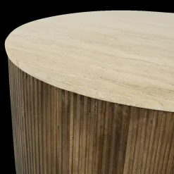 Salontafel MANDALA Ø90 Travertijn/Mango Donkerbruin