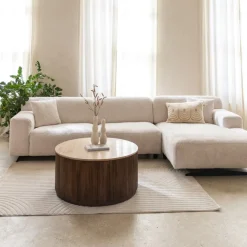 Salontafel MANDALA Ø90 Travertijn/Mango Donkerbruin